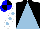 Silk - Black and light blue triangular thirds, white sleeves, light blue spots, blue and black quartered cap