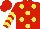 Silk - Red, yellow dots, yellow chevrons on sleeves