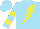 Silk - Sky blue, yellow lightning bolt, yellow hoops on sleeves