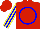 Silk - Red, blue circle, yellow stripes on blue sleeves