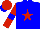 Silk - Blue, red star and sleeves, blue armband, red cap, blue peak