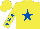 Silk - Yellow, royal blue star front and back, royal blue stars on sleeves