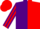 Silk - Purple and Red (halved), striped sleeves, Red cap