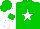 Silk - Green, white star, green hoop on white sleeves