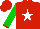 Silk - Red, white star, red cuffs on green sleeves