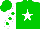 Silk - Green, white star, green dots on white sleeves