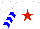 Silk - White, red star, blue chevrons on sleeves