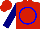 Silk - red, blue circle, navy sleeves