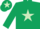 Silk - DARK GREEN, light green star, dark green cap, light green star