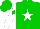 Silk - Green, white star, green diamond on white sleeves