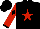 Silk - Black, red star, black diamond and cuffs on red sleeves