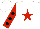Silk - White, red star, black spots on red sleeves