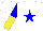 Silk - White, blue star, blue and yellow halved sleeves, white cap