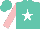 Silk - Turquoise, white star, pink sleeves