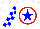 Silk - White, red circle, blue star, blue and white checked sleeves