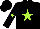 Silk - Black, lime green star, lime green star on sleeves