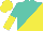 Silk - Turquoise and yellow halved diagonally, halved sleeves, yellow cap