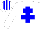 Silk - White, blue cross of lorraine, white cap, blue stripes