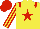 Silk - yellow, red star, red epaulettes, striped sleeves, red cap