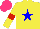 Silk - Yellow, blue star, red armlets, hot pink cap