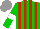 Silk - Green, red stripes, white armlets, grey cap