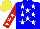 Silk - Blue, white stars, red sleeves with white stars, yellow cap