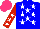 Silk - Blue, white stars, red sleeves with white stars, hot pink cap