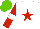 Silk - White, red star, red sleeves with white armbands, light green cap