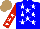 Silk - Blue, white stars, red sleeves with white stars, light brown cap