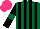 Silk - Dark green, black stripes and sleeves with dark green armbands, hot pink cap