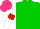 Silk - Green, red band, white sleeves with red armbands, hot pink cap
