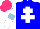 Silk - Blue, white cross of lorraine , white sleeves with light blue armlets, hot pink cap