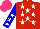 Silk - Red, white stars, blue sleeves with white stars, hot pink cap