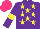 Silk - Purple, yellow stars, armbands, hot pink cap