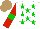 Silk - White, green stars, red sleeves with green armbands, light brown cap