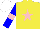 Silk - Yellow, pink star, blue sleeves with pink armbands, white cap