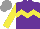 Silk - Purple, yellow chevron hoop, sleeves, grey cap