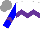 Silk - White, purple chevron hoop, blue sleeves with purple chevron, grey cap
