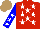 Silk - Red, white stars, blue sleeves with white stars, light brown cap
