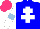 Silk - Blue, white cross of lorraine , white sleeves with lightblue armbands, hot pink cap