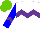 Silk - White, purple chevron hoop, blue sleeves with purple chevron, light green cap