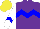 Silk - Purple, blue chevron hoop, white sleeves with blue chevron, yellow cap