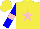 Silk - Yellow, pink star, blue sleeves with pink armbands, yellow cap