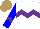 Silk - White, purple chevron hoop, blue sleeves with purple chevron, light brown cap