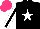 Silk - Black, white star, white sleeves with black stripe, hot pink cap