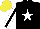 Silk - Black, white star, white sleeves with black stripe, yellow cap