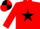 Silk - RED, black star, quartered cap
