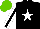 Silk - Black, white star, white sleeves with black stripe, light green cap