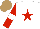 Silk - White, red star, sleeves with white armbands, light brown cap