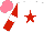 Silk - White, red star, sleeves with white armbands, salmon cap